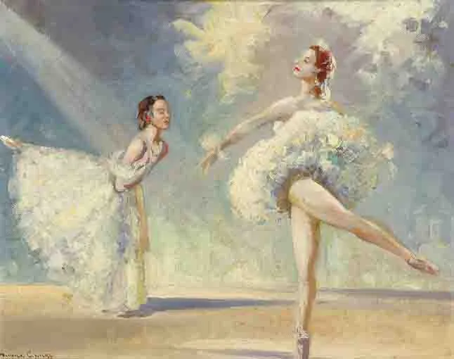BALLET STUDY by Maurice Canning Wilks, oil on canvas board, sold Nov 2003