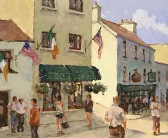 REGATTA DAY, ROUNDSTONE by Desmond Hickey, oil on canvas board, sold Feb 2002