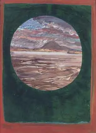 DONEGAL LANDSCAPE by Brian Bourke, mixed media on board, sold Feb 2002