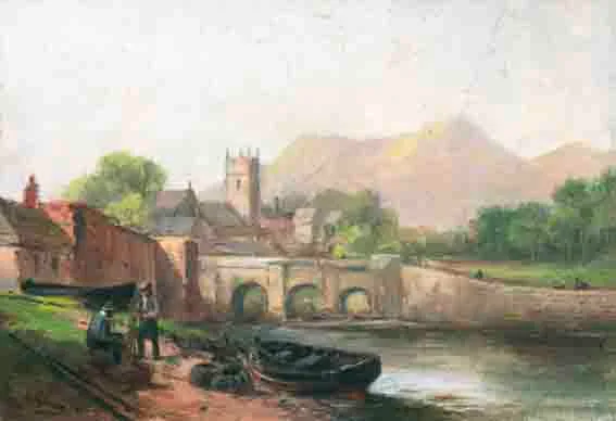 MENDING THE NETS by Alexander Williams, oil on canvas laid on board, sold Feb 2002