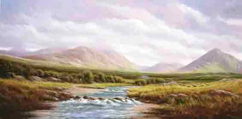 THE MAAMTURKS, CONNEMARA by Gerry Marjoram, oil on canvas, sold Feb 2002