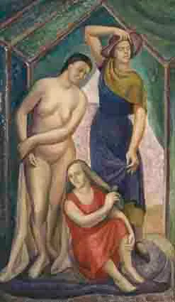 THE THREE GRACES by Katherine Mary Freyer, oil on canvas laid on board, offered Feb 2002