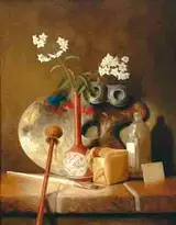 Stuart Morle, ARTIST'S PALETTE WITH JAPANESE VASE