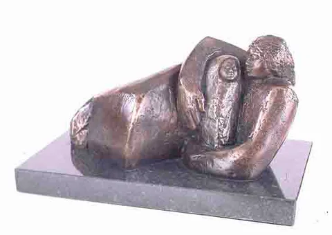 Niall O'Neill, REPOSE, bronze sculpture on a polished black limestone plinth