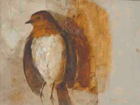 Cherith McKinstry, DEAD ROBIN, oil on canvas laid on board