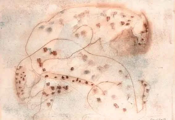 CHEETAHS by George Campbell, pastel and pencil, offered Oct 2001