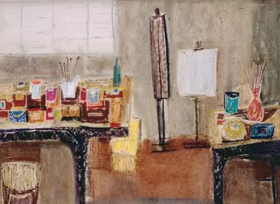 STUDIO INTERIOR by Arthur Armstrong, mixed media, offered Oct 2001