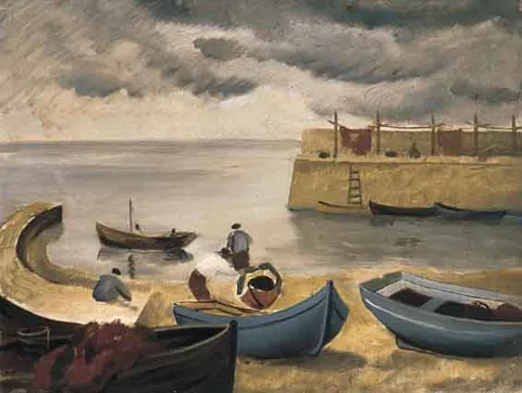 Joan Jameson, THE JETTY AND BOAT COVE, ARDMORE, COUNTY WATERFORD, oil on canvas