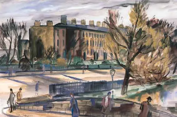 THE GRAND CANAL, DUBLIN by Norah McGuinness, gouache and pencil, sold Oct 2001