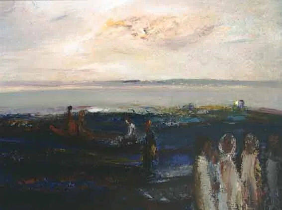 FAREWELL WITHOUT WORDS by Daniel O'Neill, oil on board, sold Oct 2001