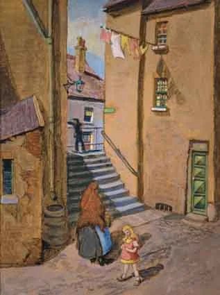 Harry Kernoff, THE GREEN DOOR, oil on board