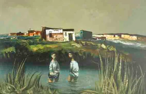 Daniel O'Neill, PADDLERS, COUNTY KERRY, oil on canvas
