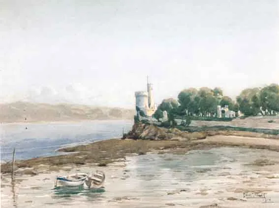 BLACKROCK CASTLE by Frank McKelvey, watercolour, offered Oct 2001