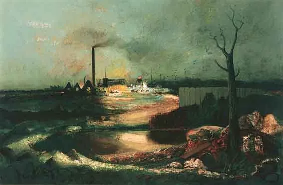 FOUNDRY by Daniel O'Neill, oil on canvas, sold Oct 2001