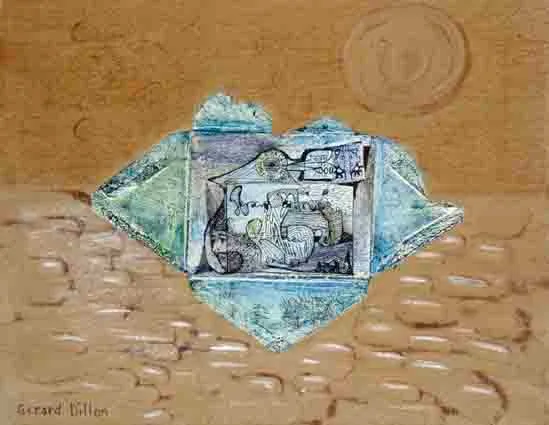 THE ENVELOPE by Gerard Dillon, mixed media on cardboard, offered Oct 2001
