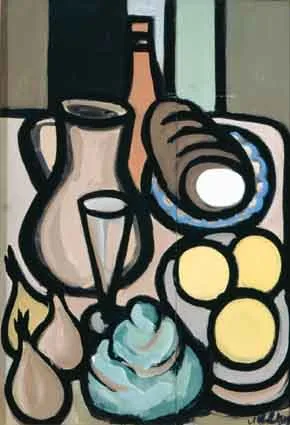 BREAD AND GRAPEFRUIT by Markey Robinson, gouache on board, sold Oct 2001
