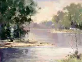 George K. Gillespie, BOAT MOORED BY A RIVER