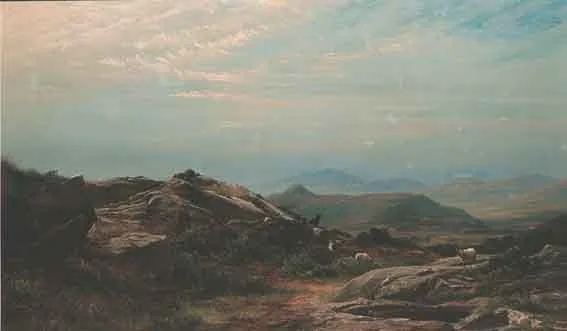 MOUNTAIN LANDSCAPE by John Faulkner, oil on canvas, offered Oct 2001