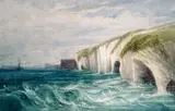 Andrew Nicholl, STEAMER OFF THE COAST WITH DUNLUCE CASTLE, COUNTY ANTRIM BEYOND
