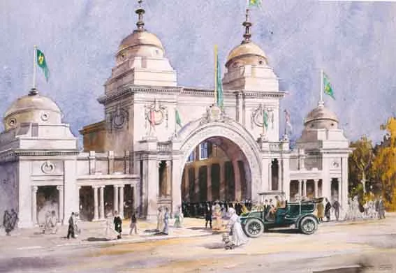 William Monk, THE GRAND ENTRANCE, IRISH INTERNATIONAL EXHIBITION 1907, watercolour