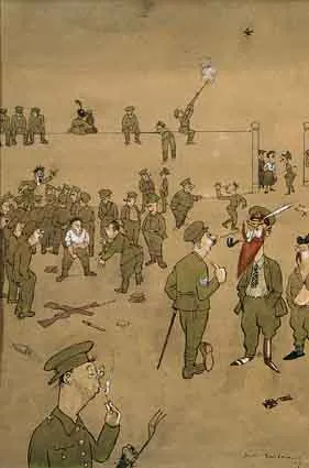 H. M. Bateman, IF GEORGE BERNARD SHAW COMMANDED THE BRITISH ARMY, pen, ink and watercolour with bodycolour