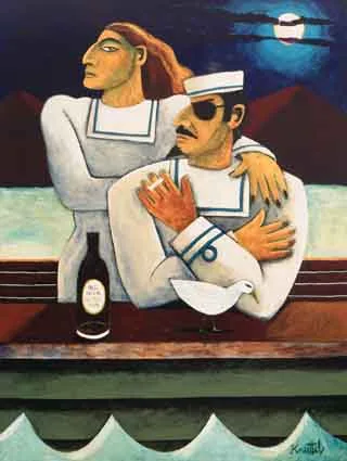 THE LAST CROSSING by Graham Knuttel, oil on canvas, sold Oct 2001