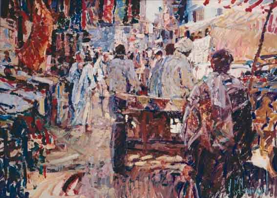 MARKET STUDY, LUXOR by Arthur K. Maderson, oil on canvas, sold Oct 2001