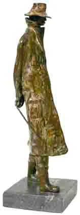Paul Tallon, THE FARMER, cast bronze sculpture on a grey marble plinth