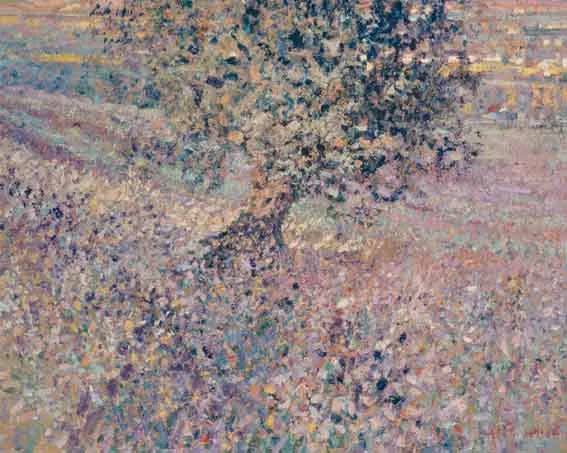 THE OLIVE TREE by Arthur K. Maderson, oil on board, sold Oct 2001