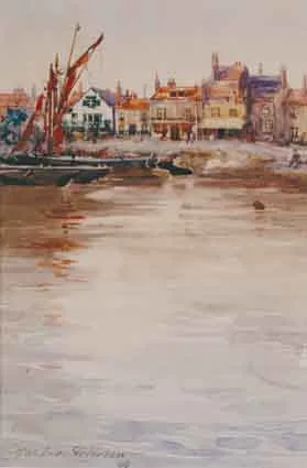 BOATS AT REST by Charles MacIver Grierson, watercolour, sold Oct 2001