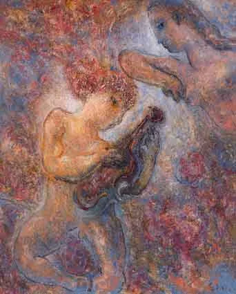 MUSICAL INTERLUDE by Piet Sluis, oil on canvas, sold Jun 2001