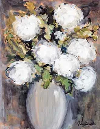 Gladys Maccabe, WHITE HYDRANGEA, acrylic on board