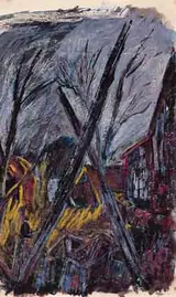 Tony O'Malley, OUR BACK GARDEN, 1951 (with another TREES IN WINTER, 1951, on reverse)