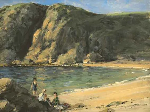 James Humbert Craig, BAY IN DONEGAL WITH FIGURES, oil on board
