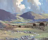 George K. Gillespie, BOG LANDSCAPE WITH LOUGH AND MOUNTAINS IN DISTANCE