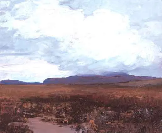 MARSH LANDSCAPE by Hans Iten, oil on board, offered Jun 2001
