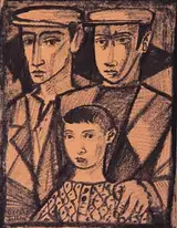 Gerard Dillon, GROUP PORTRAIT - TWO WORKING MEN AND A YOUNG GIRL