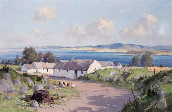 SHEEPHAVEN BAY, COUNTY DONEGAL by Rowland Hill, oil on canvas, sold Jun 2001