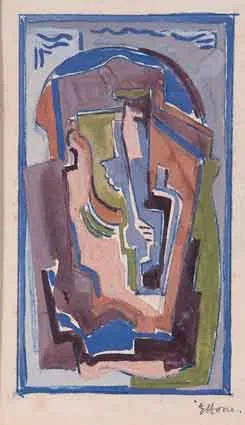 Evie Hone, SINGLE ELEMENT COMPOSITION, gouache and crayon on paper