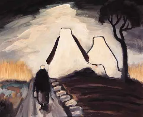 STONE WALL COUNTRY by Markey Robinson, oil on canvas board, offered Jun 2001
