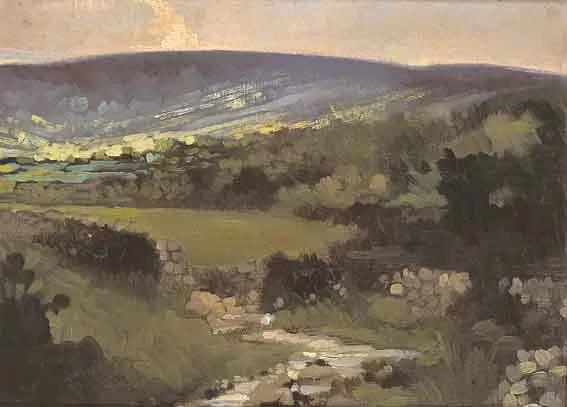 SUNLIGHT ON THE VALLEY by Charles Vincent Lamb, oil on canvas board, sold Jun 2001