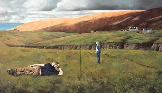 ON THE EDGE by Martin Gale, oil on canvas, sold Jun 2001