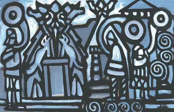 EMPEROR'S WELCOME by Markey Robinson, gouache on board, offered Jun 2001
