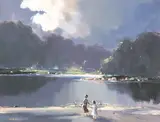 George K. Gillespie, CHILDREN BY A LAKE IN A PARK