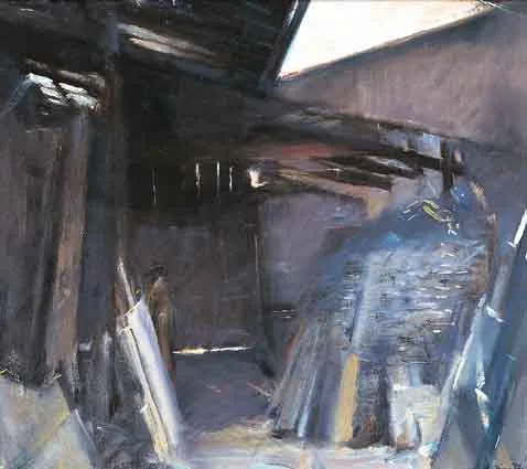 EARLEY'S YARD, MARCH 1972 by Thomas Ryan, oil on canvas, offered Jun 2001