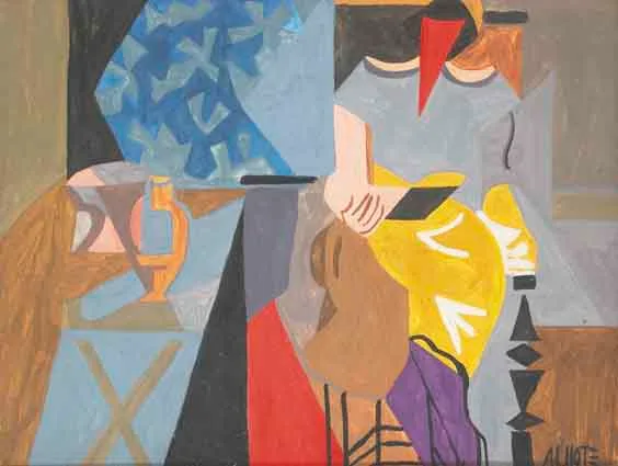 André Lhote, LADY IN AN INTERIOR, gouache on board
