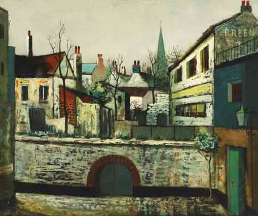 BACKYARDS, DOWNPATRICK by Daniel O'Neill, oil on board, sold Sep 2003