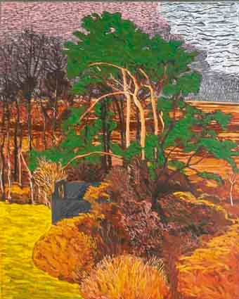 LANDSCAPE, FAMINE SERIES by Brian Bourke, oil on canvas, sold Sep 2003