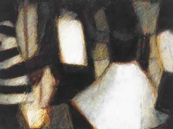 DANCE by John Shinnors, oil and crayon on board, sold Sep 2003
