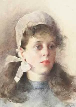 Jessie Ogsten Douglas, A BRITTAINY MAID, watercolour